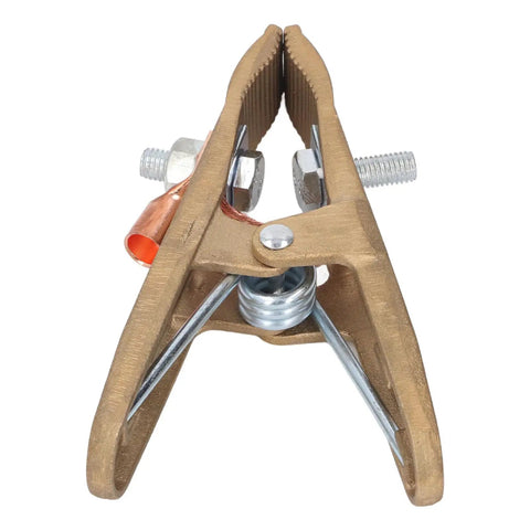 Heavy Duty A Shape Ground Welding Earth Clamp With Superior Grip And High 800A Power Rating For MIG Arc Welding Jobs Featuring Durable Brass Material, detailed view showing clamp design and grip.