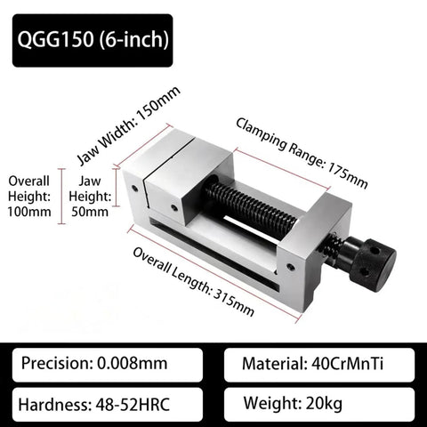 Heavy Duty Precision Milling Machine Vise With Badass Jaw Grip For Cnc Machining And Precision Grinding, 6-inch size, made of 40CrMnTi.