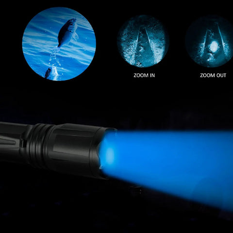 Upgraded Zoomable RGBW Flashlight With Four Color Modes Green Red Blue White Memory For Night Vision Pro Grade illuminating blue light