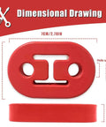 Heavy Duty 2 Pack Rubber Exhaust Hanger With Two Holes For Universal Fit Red Muffler Bushing, 7cm x 4.7cm dimension drawing