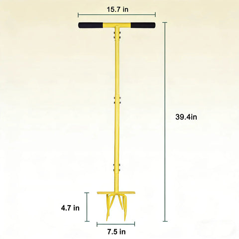 Hand Tiller Cultivator With Steel Garden Claw For Easy Soil Loosening And Weeding, measuring 39.4in long, 7.5in wide