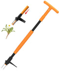 Stand Up Weeder With 3 Claws For Effortless Weed Removal Zero Bending Back Saver Garden Tool With Easy Eject Grip Push Twist Pull Design Durable Lightweight Weeder For Quick Yard Cleanup, orange steel shaft with 3 claws