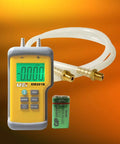 EM201B Dual Input Differential Manometer With 40 Inch Water Gauge Beefy Metal Fittings Auto Power Off Data Hold Backlit Display Min Max Tracking And Scales For Pascal Pa KPa Mbar And PSI, digital gauge with hoses