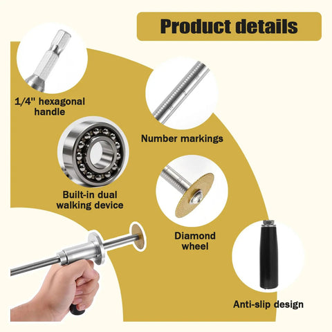 7 Inch Internal Pipe Cutter For Drill With Diamond Wheel And Hex Shank Adjustable Depth Handle Precise 0.5mm Cuts