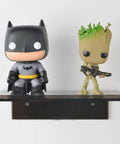 Adhesive Wall Shelf Clear Acrylic Space Saver For Bathroom Kitchen Office, Easy No Drill Mount, holding two figurines