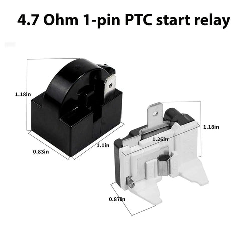 Fridge Compressor Start Relay And Overload Protector Kit 4 7 Ohm 1 Pin PTC Starter Relay With dimensions above the relay