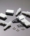 No Hassle Fixin Up Kit For Plantation Shutters Featuring Steel Spring Pins Louver Staples And Collar Pins with assorted hardware.