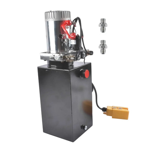 Beefy 10 Quart Hydraulic Power Unit With 1.6KW 12V DC Motor Double Acting Pump 3200 PSI Max Heavy Duty Metal Reservoir