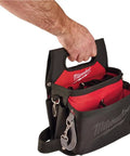 Straight Up Tough Electrician Work Pouch Made From Heavy Duty 1680 Denier Nylon With Puncture Resistant Pocket in hand.