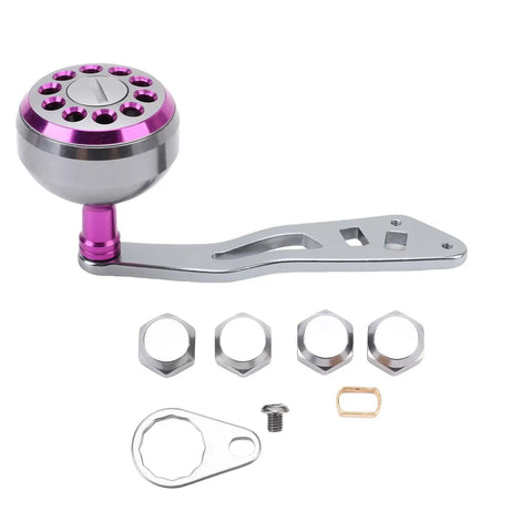 Lightweight Aluminum Alloy Fishing Reel Power Handle With Ergonomic Knob Grip And Full Frame Kit For Lew's Baitcasting Reels Purple Upgrade Your Gear Today, purple aluminum reel handle kit with hardware