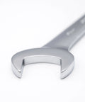 Close-up of a chrome plated wrench from the 21 Piece Jumbo Service Wrench Set Metric From 20mm To 50mm Built Tough Beefy Workhorse