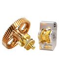 All Metal Filament Feed Gear Set For P2S Extruder Upgrade with brass gears and aluminum idler arm on white background