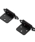 Half Inch Overlay Black Face Mount Cabinet Hinges Set 50 Pack 25 Pairs Self Closing Semi Concealed With Bumpers And Included Screwdriver