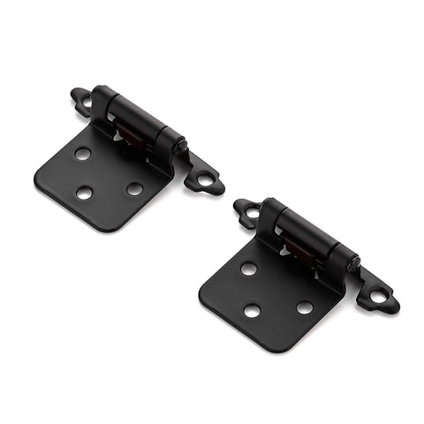 Heavy Duty Slick Black Cabinet Hinges Half Inch Full Overlay 60 Pack With No Mortise Required Effortless Setup Smooth Swing close-up view