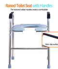 Raised Toilet Seat With Handles For Easy Lift, Standalone Toilet Safety Frame, Elevated Riser Fits Most Toilets, No Slip Grip