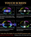 Touch Screen Tattoo Power Supply With 1600mAh Battery And LCD Display, Lightweight Aluminum Frame, Silicone Wristband, Portable Ready Pack For Rotary Tattoo Machines, Perfect For Outdoor Sessions