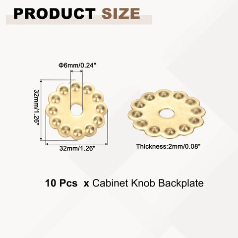 Ten Pack Brass Cabinet Backplates With Vintage Flower Design Decorative Backplate Washers dimensions diagram