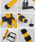 JUDYSSY Spot Lighting Outdoor Led Floodlight with Tripod Stand close-up of tripod features and assembly parts.