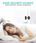 Four Pack Black Stainless Steel Sliding Barn Door Latches Featuring A 180 Degree Flip Bolt Setup And Hella Smooth Corrosion Resistant Coating For Super Solid Everyday Security That Keeps Your Home Locked And Loaded Always with a woman relaxing in bed.