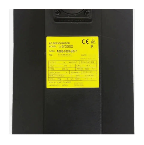 Close-up of model label on Three-Phase Permanent Magnet Servo Motor With Closed-Loop Precision, Fast Dynamic Response, And Wide Voltage Compatibility For Industrial Automation.
