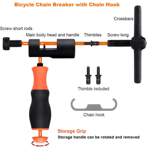 Pro Grade Bike Chain Repair Tools Kit With Chain Breaker Master Link Pliers Wear Indicator And 3 Pairs Missing Links