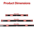 Professional Level Set, 3 Piece Aluminum Spirit Level Kit With 40", 60", 80" showing dimensions and varying lengths.