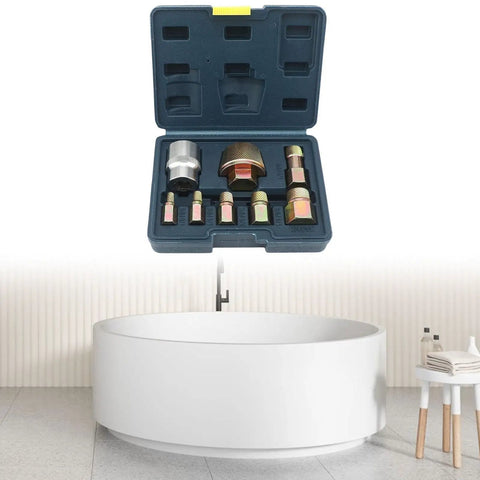 Hot Picks For Pros: Premium 8 Piece Tub Drain Extractor Tool Kit Featuring Chrome Molybdenum Steel Broken Screw Remover Set With Clear Threads, Heavy Duty Performance, And Precision Crafted Design For Easy DIY Home Projects. 8-piece drain extractor set in case, with assorted sizes for tub and pipe screw removal