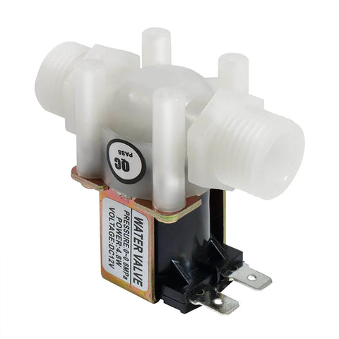 Front view of DC 12V 1/2 Inch Solenoid Valve NC Normally Closed Water Inlet Flow Switch with G1/2 thread, 0.02–0.8 MPa, for appliances