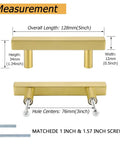 Gold Cabinet Pulls 3 Inch T Bar Drawer Handles 30 Pack Brushed Brass Stainless Steel Kitchen Cupboard Hardware shown with measurements