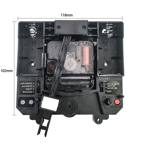 Quartz Clock Movement Mechanism With Hands Long Shaft Style D for DIY Clock Repair, silent movement, dimensions 118x102mm