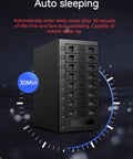 Eight Bay External Sata Hard Drive Enclosure Features No Sweat Setup With Hot Swap Trays And Smart Cooling Fan showing auto sleeping function.