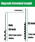 Comparison of 32 Inch Extended Length Garden Auger Drill Bit vs 30 inch, showing spiral blade differences and length upgrade