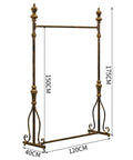Vintage Bronze Coat Rack With Shelf Freestanding Clothes Rack Industrial Garment Hanger showing dimensions 175x120x40cm