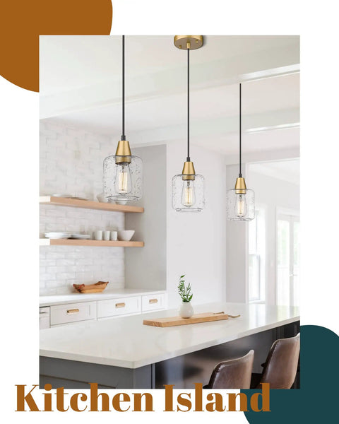 Dope Gold Seeded Glass Pendant Lights 2 Pack With Adjustable Height Industrial Farmhouse Hanging Fixtures Kitchen Island