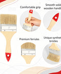 3-inch paint brush features wood handle and synthetic bristles part of the 6 Inch Deck Stain Brush With 77 Inch Extendable Handle And 3 Inch Paint Brush Set