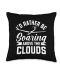 Soaring Sailplane Pilot Throw Pillow For Aviation Enthusiasts And Glider Lovers, Fly Themed Cushion with flight-themed text design.