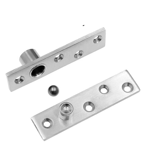 Stainless Steel Hidden Pivot Door And Cabinet Hinge With 360 Degree Rotation Axis, Includes Location Shaft shown disassembled