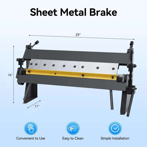24-Inch Precision Sheet Metal Hand Brake With Removable Fingers, front view showing dimensions and features