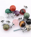 Slick Crystal Sphere Drawer Knobs Plus Heavy Duty Cabinet Grips For Smooth Operation Kitchen Cabinets And Closet Pulls Top Shelf Nifty Hardware Set Of Two assorted colors with chrome bases.
