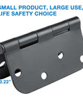 Three Pack Matte Black Four Inch Radius Door Hinges Five Eighths Inch Heavy Duty Residential Door Hardware With Twenty Four Free Screws Built To Last And Easy Install For Interior Exterior Doors And Gates, product image showcasing hinge design.