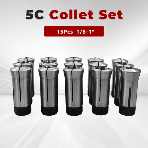 15Pcs 5C Collet Set From One Eighth Inch To One Inch For CNC Milling And Engraving Machines, displayed on a white background