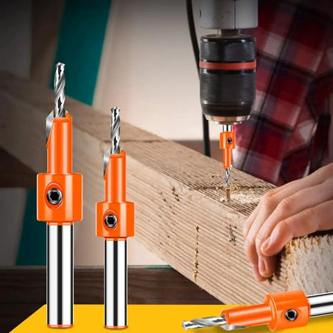 Premium Countersink Drill Bit Set For Woodworking and Timber with sharp edges sinks screws into wood.