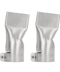 Stainless Steel 40mm Flat Wide Mouth Welding Nozzle That Is Totally Durable And Leak Proof For Hot Air Plastic Sheet PVC PP Joining Jobs viewed from an angle showing two nozzles.
