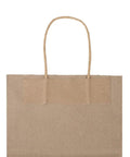 Bulk 100 Pack 8x4.75x10 Inch Kraft Paper Bags With Handles Natural Brown Gift Bags For Shopping, showing handle detail
