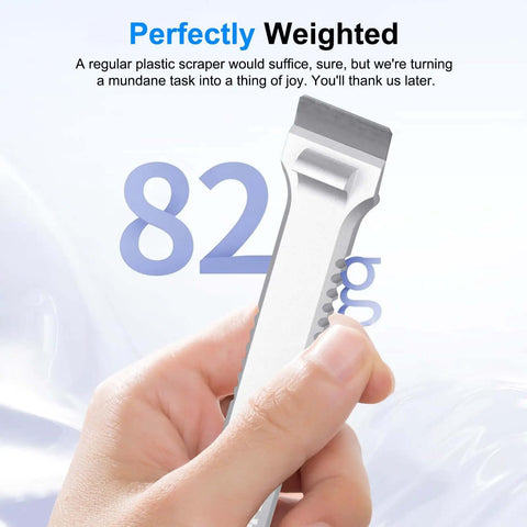 All-Purpose 3D Printer Scraper Tool Kit With 3 Pro-Grade Replaceable SK5 Blades in hand, showcasing lightweight anodized aluminum handle.