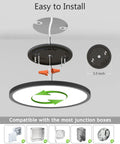 Installation diagram of 4 Pack 9 Inch LED Flush Mount Ceiling Lights Black, 24W Round Flat Fixture, 5000K Daylight, 2400 Lumens