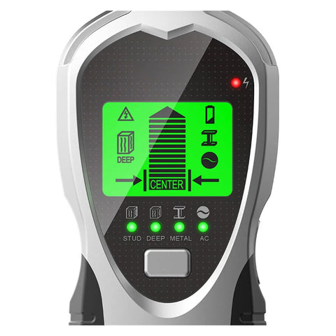Gold Detector, SH201 Metal Detector Stud Finder Wall Scanner LCD Display showing green interface with detection indicators.