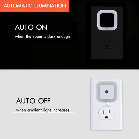LED Night Light With Smart Sensor Dusk To Dawn Plug In 0.5W Daylight White 6 Pack Auto On At Dusk Off At Dawn light sensor illustration