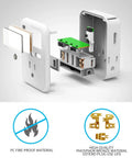 2 Pack Outlet Shelf Extender With Built In Shelf And Adjustable Night Light 3 Outlets 2 USB Ports Wall mounted internal view