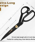Heavy Duty 10 Inch Fabric Scissors Set With SK5 High Carbon Steel Do It All Pro Grade Shears And Built-In Measuring Tape For Sewing, Quilting, And DIY Crafts Includes Tailor Chalk Seam Ripper And Wrench Made In Solingen Germany, 10-inch scissors